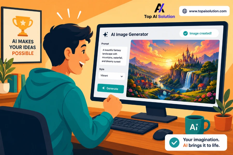 Beginner confidently creating professional images with free AI image generator tools