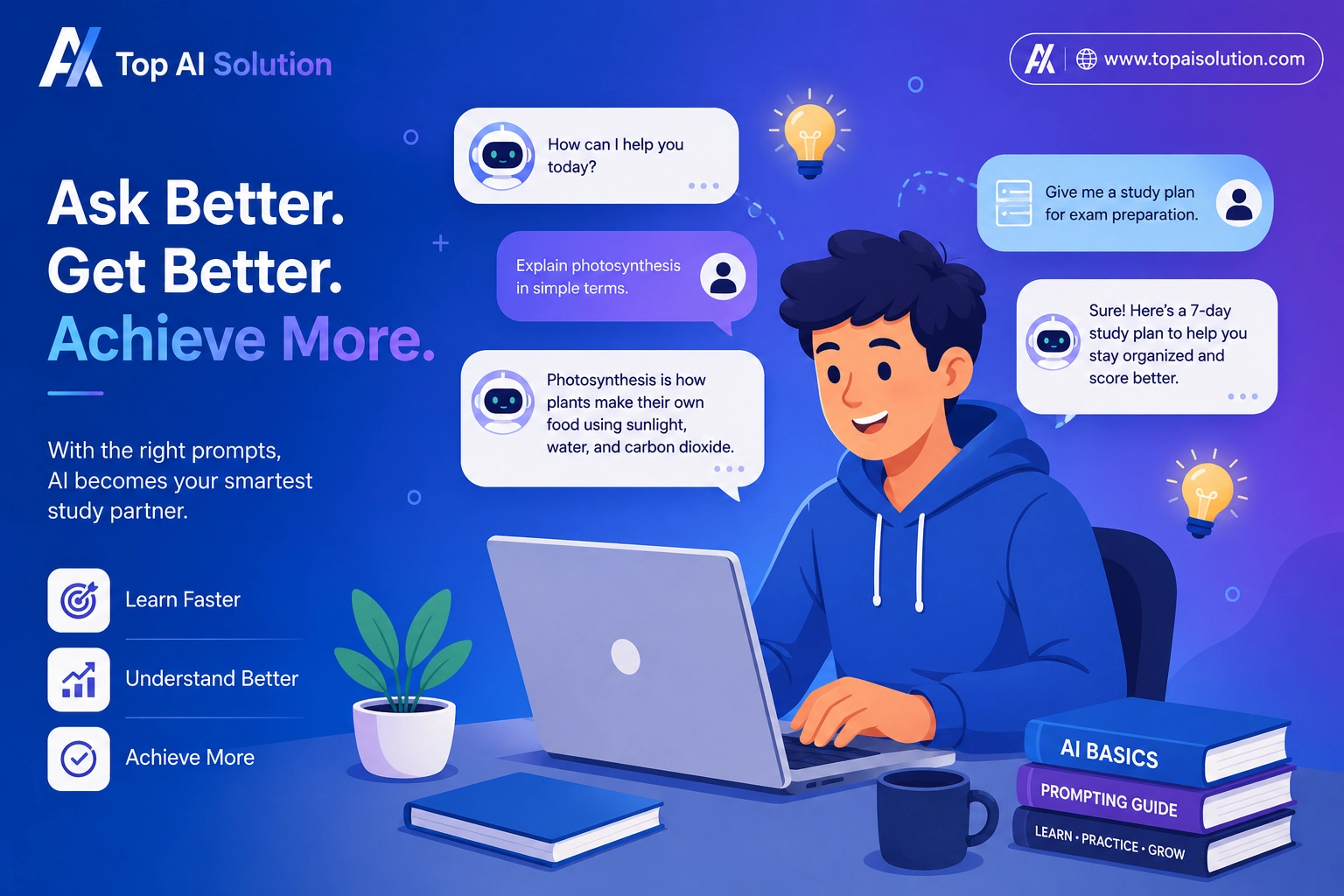 Beginner writing better ChatGPT prompts on a laptop