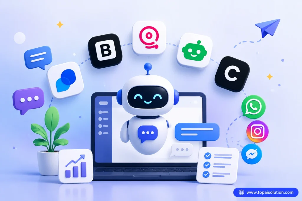 Comparing Tidio, Botpress, Landbot, and ManyChat for building an AI chatbot without coding