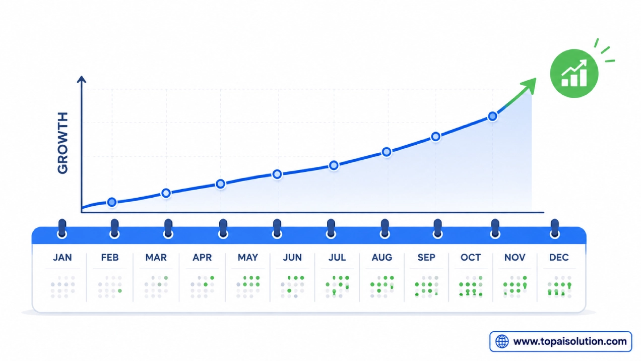 Realistic timeline for earning income with AI illustration 