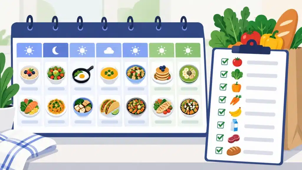 Weekly AI meal planning workflow with a grocery list